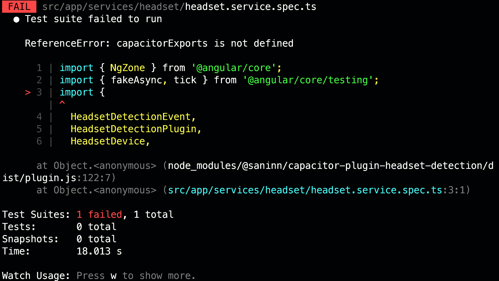 "ReferenceError capacitorExports is not defined" while running jest